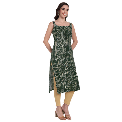 Badhani Green Sleeveless Kurti