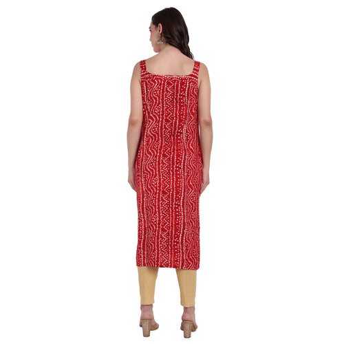 Badhani Red Sleeveless Kurti
