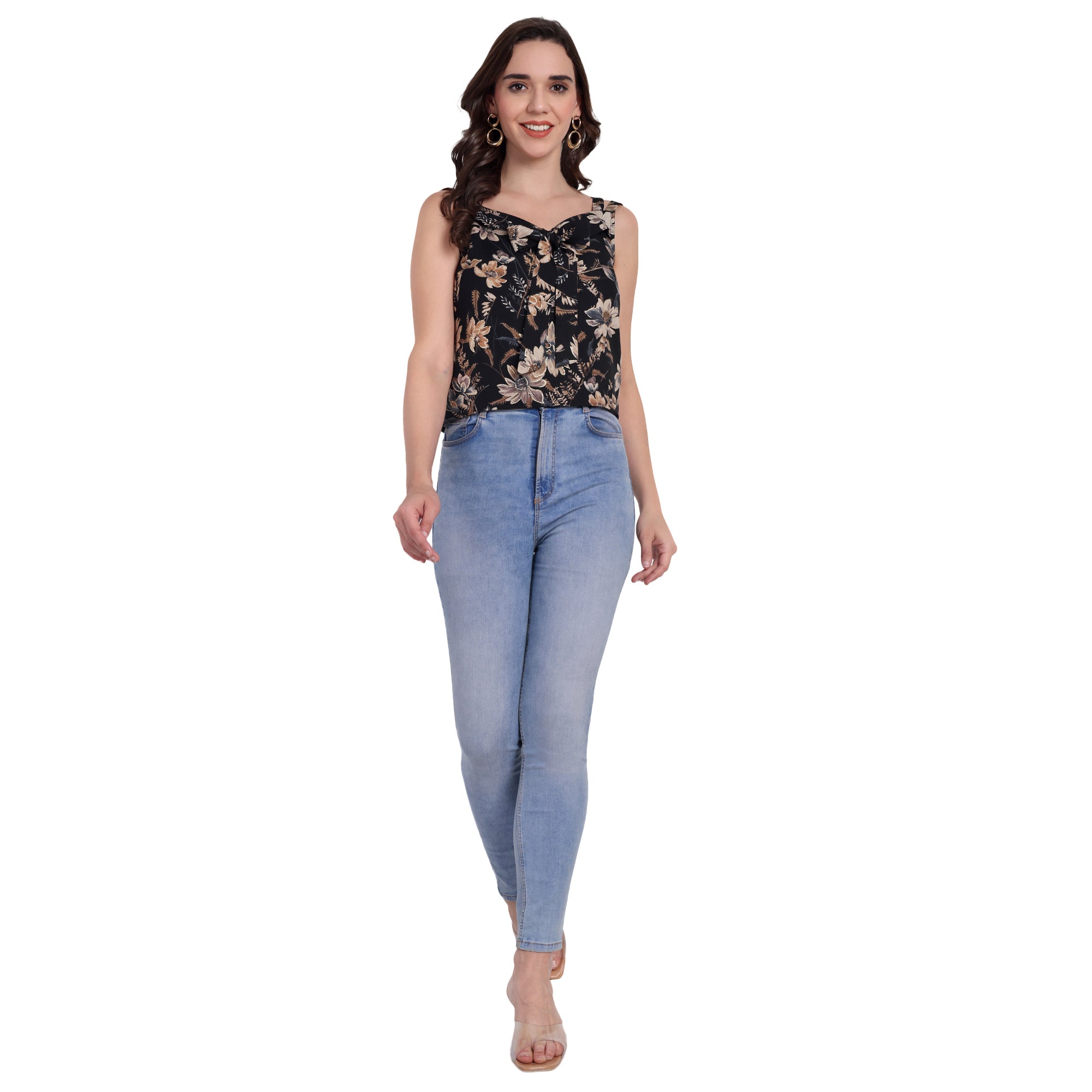 Floral Blue Crop Top